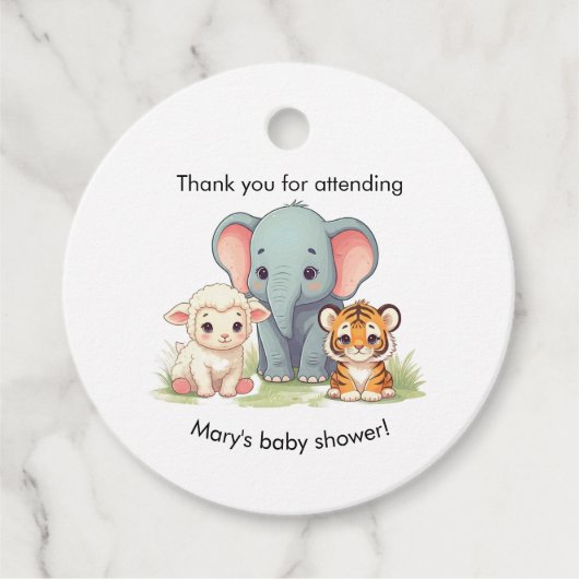 Baby-Dusche für Tiere Geschenkanhänger (Vorderseite)