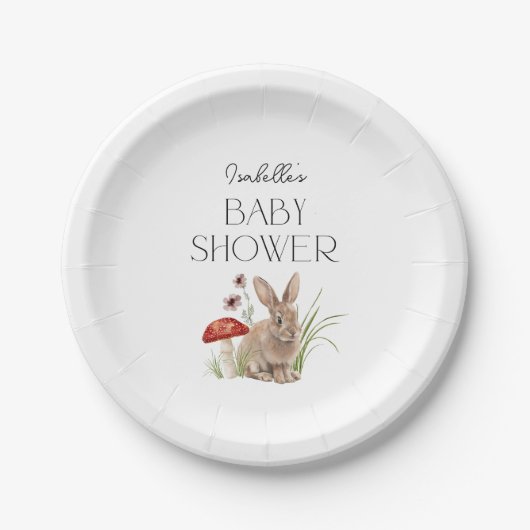 Baby-Dusche für Waldtiere aus Holz Pappteller (Vorderseite)