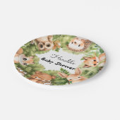 Baby-Dusche für Waldtiere Pappteller (Schrägansicht)