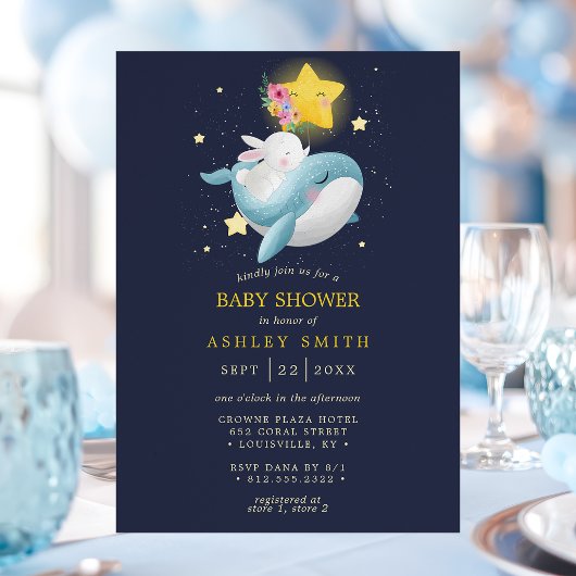 Baby-Dusche für Wale und Bunny Navy Stars Einladung