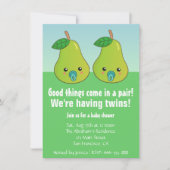 Baby-Dusche für Zwillinge - niedliche Birnen mit Einladung (Vorderseite)