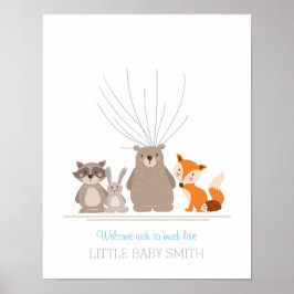 Baby Dusche Gästebuch Fingerabdrücke woodblau