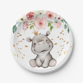 Baby Dusche Geburtstag Niedlich Hippo Papierplatte Pappteller
