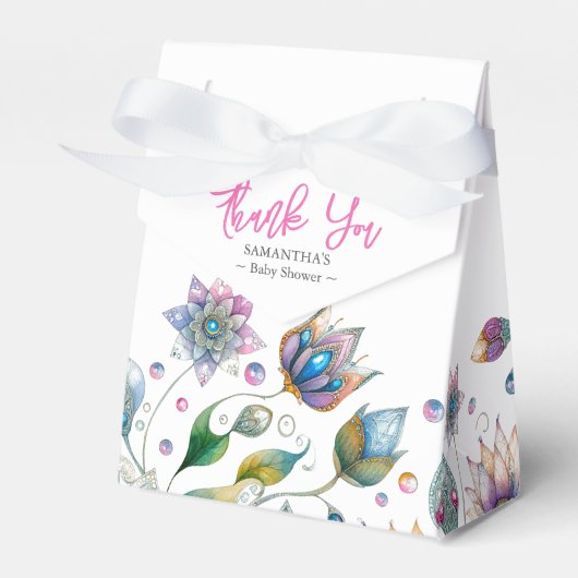 Baby Dusche Gefallen Boxes Watercolor Florals Geschenkschachtel (Vorderseite)
