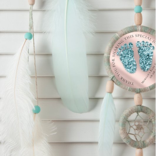 Baby Dusche Gefallen Dankeschön Glitzer Rose Glitz Runder Aufkleber