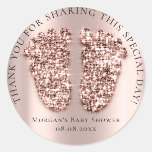 Baby Dusche Gefallen Vielen Dank Glitzer Girl Rose Runder Aufkleber