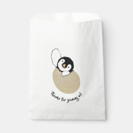 Baby Dusche Gefälligkeitstasche, Gold, Baby Pengui Geschenktütchen