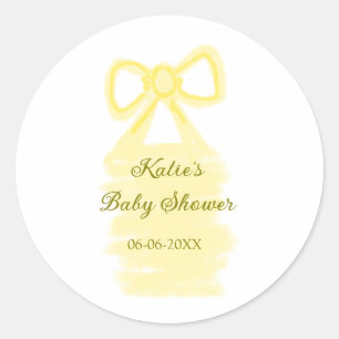 Baby Dusche gelb Bogen Wasserfarbe elegant Runder Aufkleber
