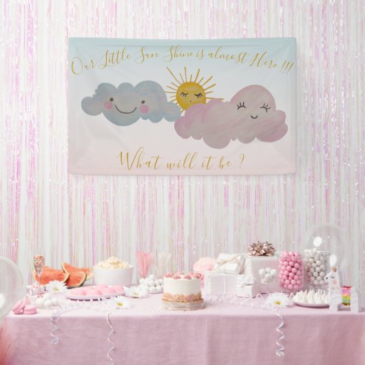 Baby-Dusche-Geschlecht enthüllt Sonnenschein-pink- Banner (Party)