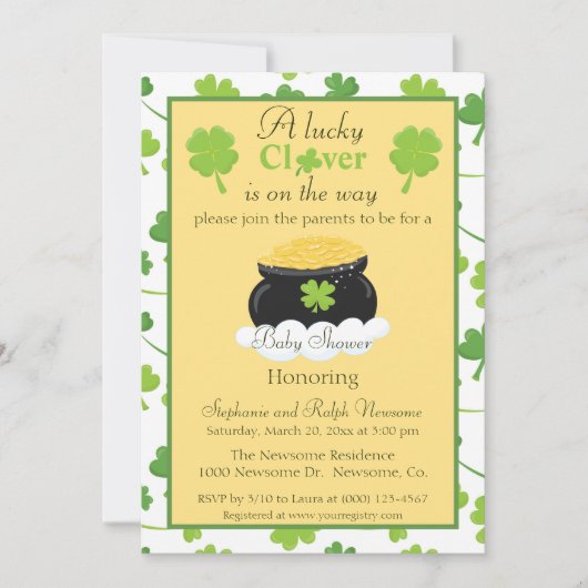 Baby Dusche geschlechtsneutral St. Patrick's Day Einladung (Vorderseite)