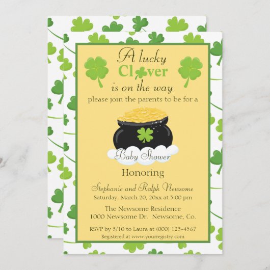 Baby Dusche geschlechtsneutral St. Patrick's Day Einladung (Vorne/Hinten)