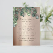 Baby Dusche Glitzer Feet Rose Woodland Gold Einladung (Stehend Vorderseite)