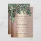 Baby Dusche Glitzer Feet Rose Woodland Gold Einladung (Vorne/Hinten)