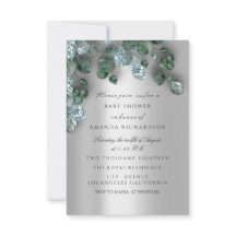 Baby Dusche Glitzer Grau Eucalyptus Green Blue