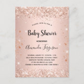 Baby Dusche Glitzer Rose Gold Metallmädchen Einladungspostkarte (Vorderseite)