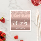 Baby Dusche Glitzer Rose Gold Personalisiert Serviette (Beispiel)