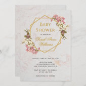 Baby Dusche Gold Pink Orchids Floral Geometric Einladung (Vorne/Hinten)