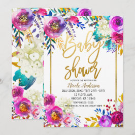 Baby Dusche Gold Skript Bold Aquarell Floral Einladung