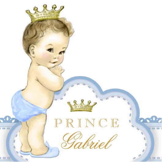 Baby Dusche Gold und Blue Prince Freistehende Fotoskulptur (Vorne)