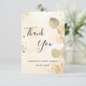 Baby Dusche golden eucalyptus Moderner Glitzer Dankeskarte (Stehend Vorderseite)