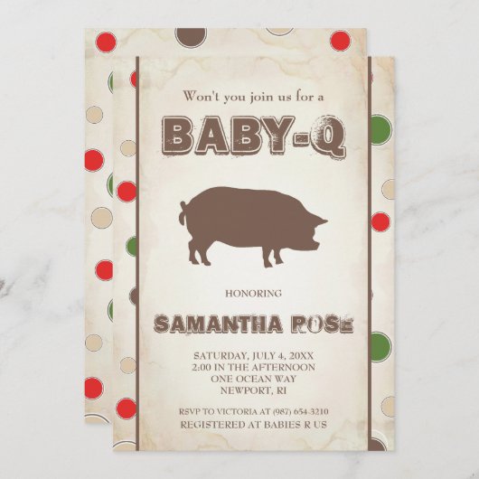 Baby-Dusche, GRILLEN Baby Q Einladung (Vorne/Hinten)