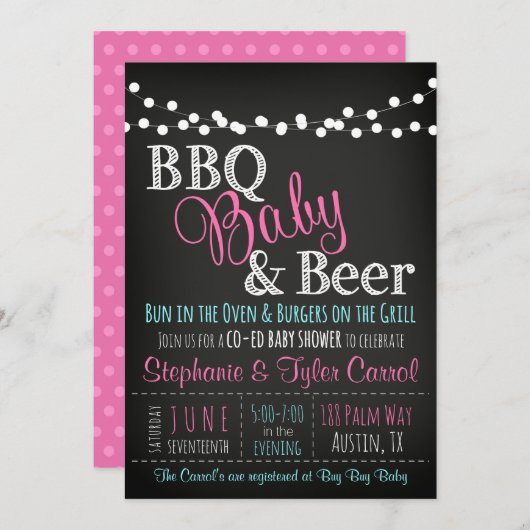 Baby-Dusche GRILLEN-Baby-Tafel Einladung (Vorne/Hinten)