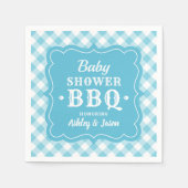 Baby Dusche GRILLEN Blue und White Gingham Kariert Serviette (Vorderseite)