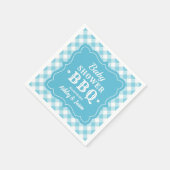 Baby Dusche GRILLEN Blue und White Gingham Kariert Serviette (Ecke)