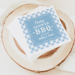 Baby Dusche GRILLEN Pale Blue und White Gingham Ka Serviette