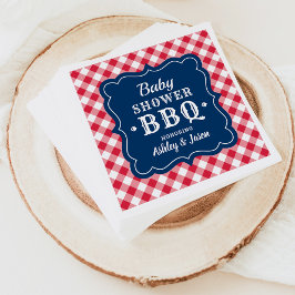 Baby Dusche GRILLEN Red White Navy Blue Gingham Ka Serviette