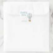 Baby Dusche Heißluftballon Abenteuer Danke Quadratischer Aufkleber (Tasche)