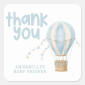 Baby Dusche Heißluftballon Abenteuer Danke Quadratischer Aufkleber (Vorderseite)