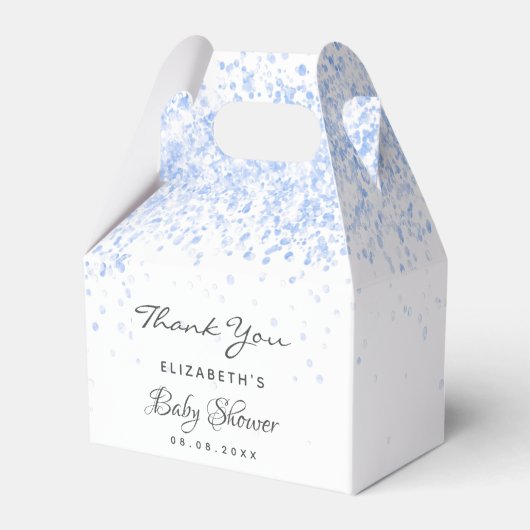 Baby Dusche hellblau Glitzer Staubjunge danke Geschenkschachtel (Vorderseite)