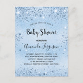Baby Dusche hellblau Glitzer Staubjunge Einladungspostkarte (Vorderseite)