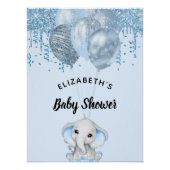 Baby Dusche hellblaue Elefantenjunge Ballons Poster (Vorderseite)