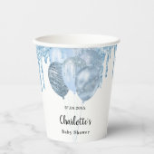 Baby Dusche hellblauer Glitzer Ballons weiß Pappbecher (Vorderseite)