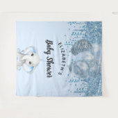Baby Dusche hellblauer Glitzer Elefantenjunge Silb Wandteppich (Vorderseite (Horizontal))