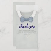 Baby Dusche Herbst blauer Bodysuit Dankeskarte (Vorne/Hinten)