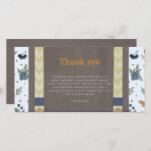 Baby Dusche Herbst blauer Bodysuit Dankeskarte (Vorne/Hinten)