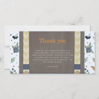 Baby Dusche Herbst blauer Bodysuit Dankeskarte