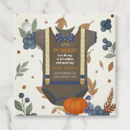 Baby Dusche Herbst blauer Bodysuit Geschenkanhänger