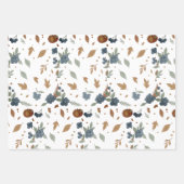 Baby Dusche Herbst blauer Bodysuit Geschenkpapier Set (Vorderseite 2)