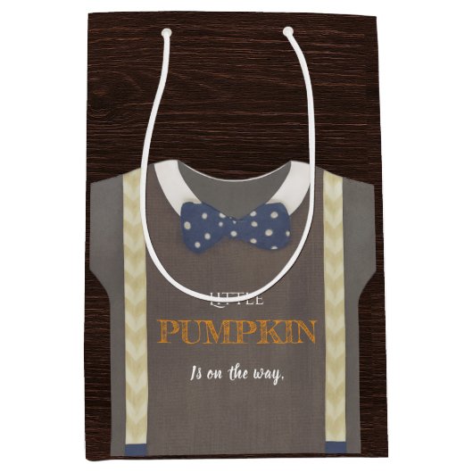 Baby Dusche Herbst blauer Bodysuit Mittlere Geschenktüte (Vorderseite)