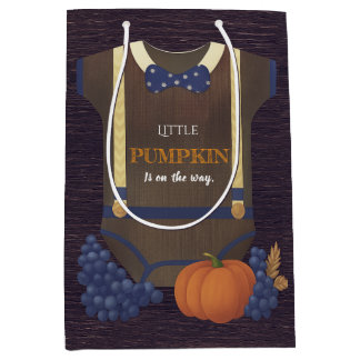 Baby Dusche Herbst blauer Bodysuit Mittlere Geschenktüte