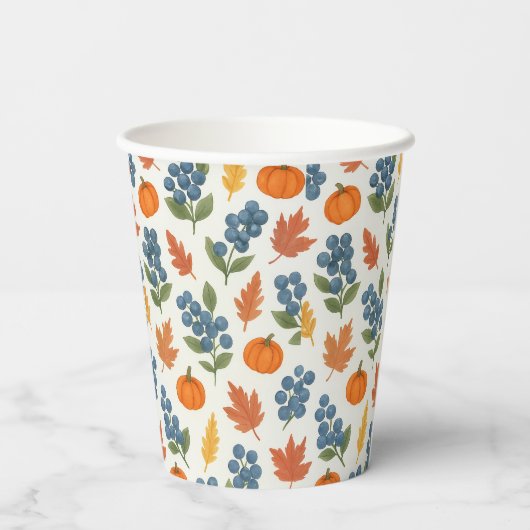 Baby Dusche Herbst blauer Bodysuit Pappbecher (Rückseite)