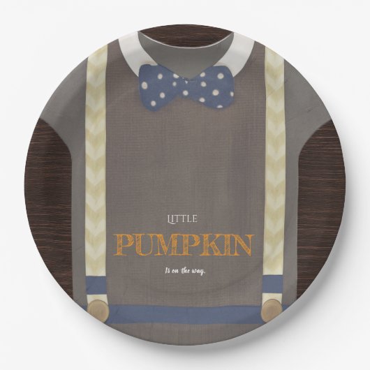 Baby Dusche Herbst blauer Bodysuit Pappteller (Vorderseite)