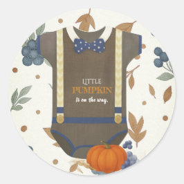 Baby Dusche Herbst blauer Bodysuit Runder Aufkleber