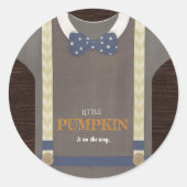 Baby Dusche Herbst blauer Bodysuit Runder Aufkleber (Vorderseite)
