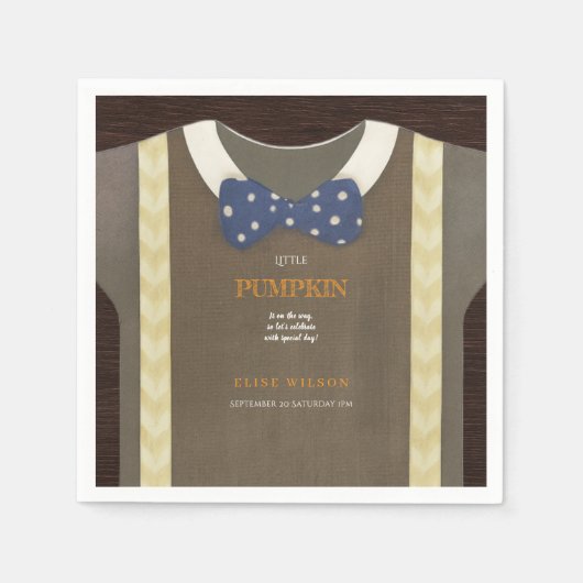 Baby Dusche Herbst blauer Bodysuit Serviette (Vorderseite)