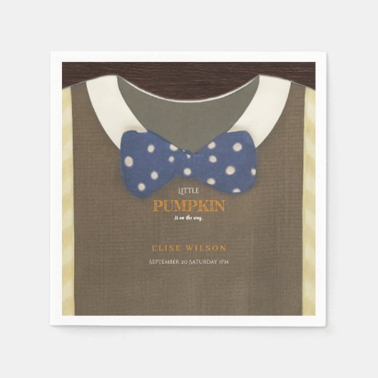 Baby Dusche Herbst blauer Bodysuit Serviette (Vorderseite)